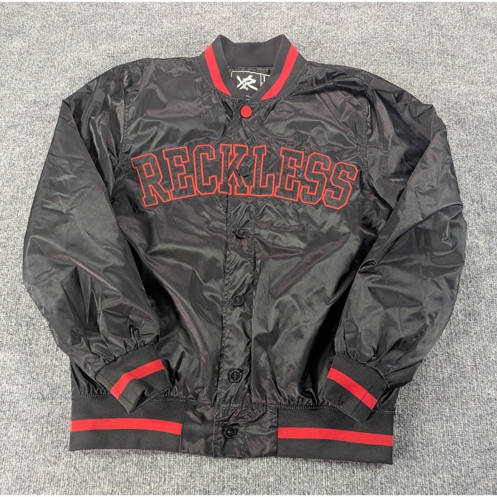 Young & Reckless Varsity Game Time Baseball Satin Jacket Men's Size Large Black